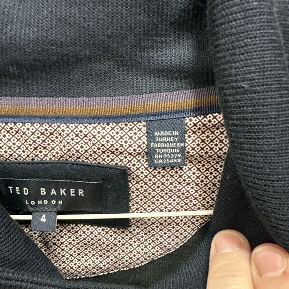 Ted Baker London Mens Navy Pull Over  Long Sleeve Button Neck Sweatshirt‎ Size 4 - Picture 4 of 9